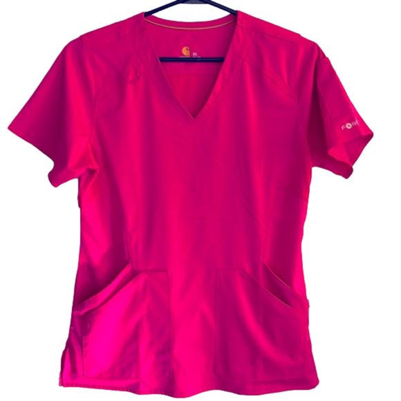 Carhartt Other - Ladies Carhartt Force /Like New/Cross Flex V-Neck Scrub Top/Hot Pink / Size XS
